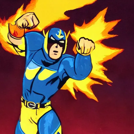 Prompt: captain falcon jumping out of blue falcon, explosions