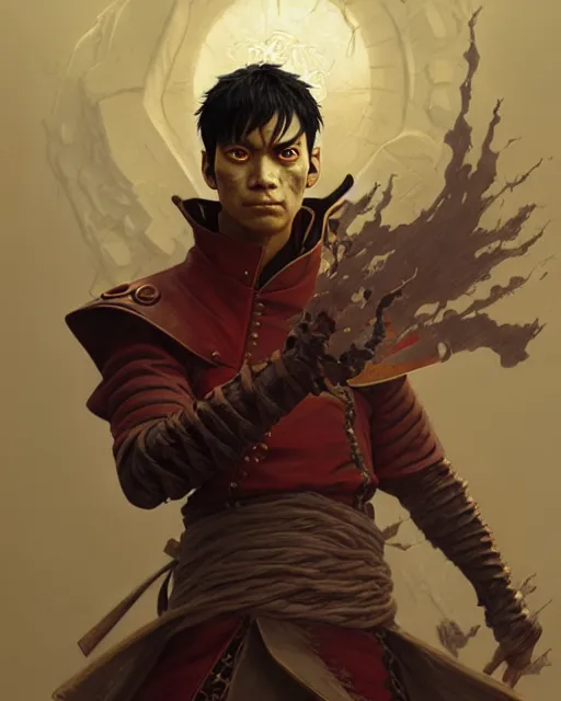 Image similar to zuko from avatar the last airbender, character portrait, portrait, close up, concept art, intricate details, highly detailed by greg rutkowski, michael whelan and gustave dore