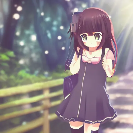 Prompt: cute anime girl looking around a corner with a camera, cute, sweet, anime style, detailed, god rays, 4 k