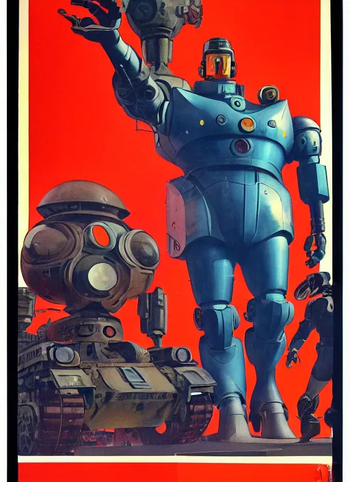 Prompt: soviet propaganda poster. cyberpunk mecha tank. portrait by jean giraud and anton otto fischer and john philip falter and will eisner and gil elvgren and pixar. realistic proportions. character art. science fiction d & d. tf 2, overwatch, rb 6 s, cyberpunk 2 0 7 7, blade runner 2 0 4 9.