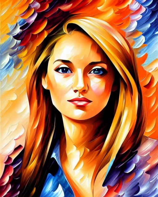 Image similar to girl artwork by leonid afremov, golden hour, illustration, highly detailed, simple, smooth and clean vector curves, no jagged lines, vector art, smooth, artstation