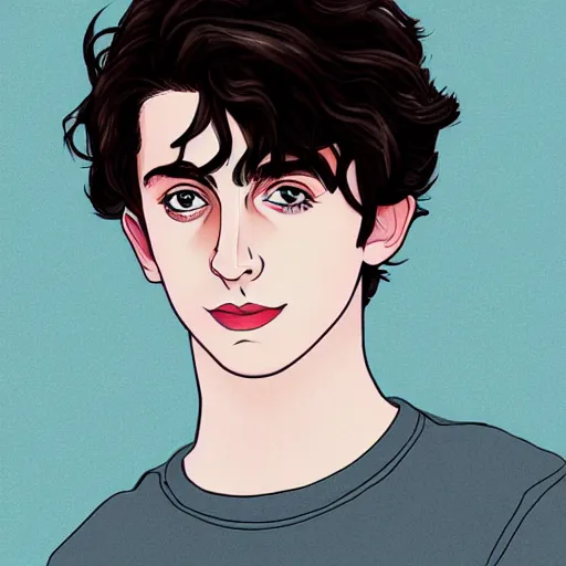 Image similar to portrait of timothee chalamet, anime style