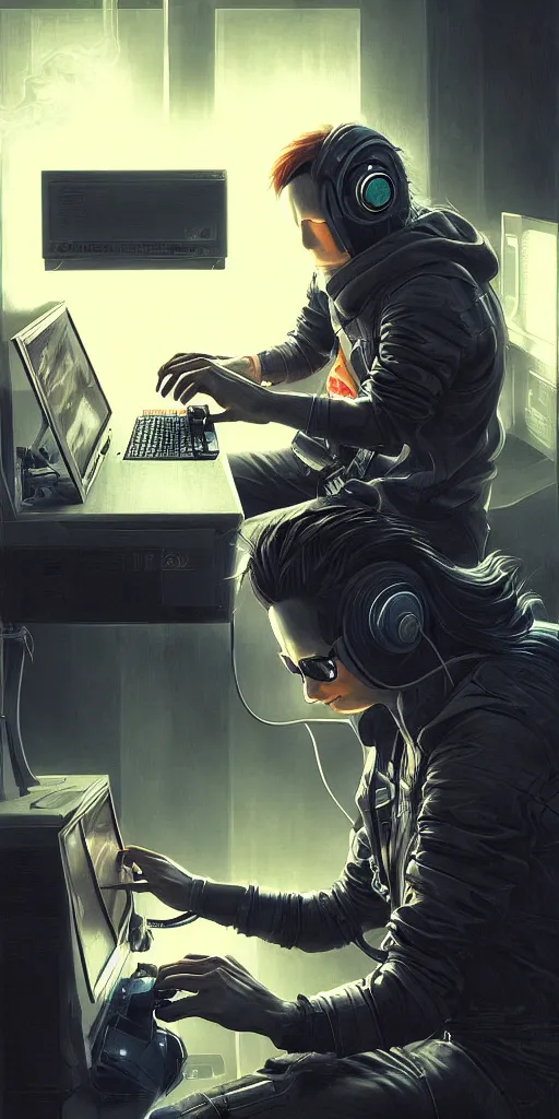 Image similar to sophisticated portrait of sonic playing videogames very smoky cyberpunk, elegance, highly detailed, shallow depth of field, artstation, artgerm, donato giancola and joseph christian leyendecker