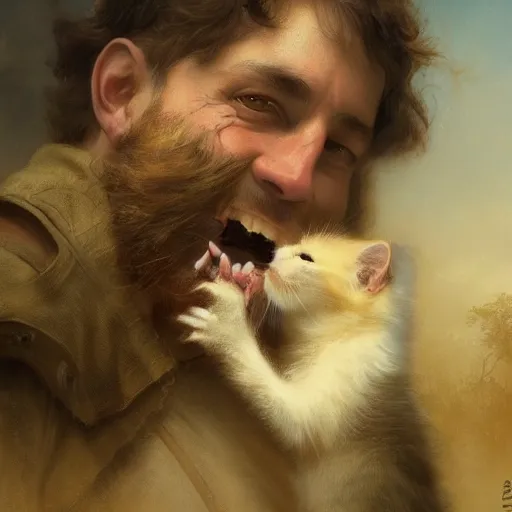 Prompt: UHD tonalism painting of Captain Archer eating a kitten, by Antonio Caparo and Ferdinand Knab and Greg Rutkowski, UHD, photorealistic, trending on artstation, trending on deviantart