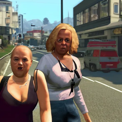 Image similar to vicky pollard from Little Britain on the Cover from gta v