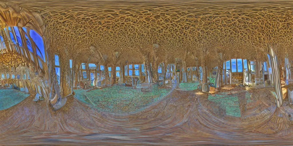 Image similar to equirectangular room by gaudi