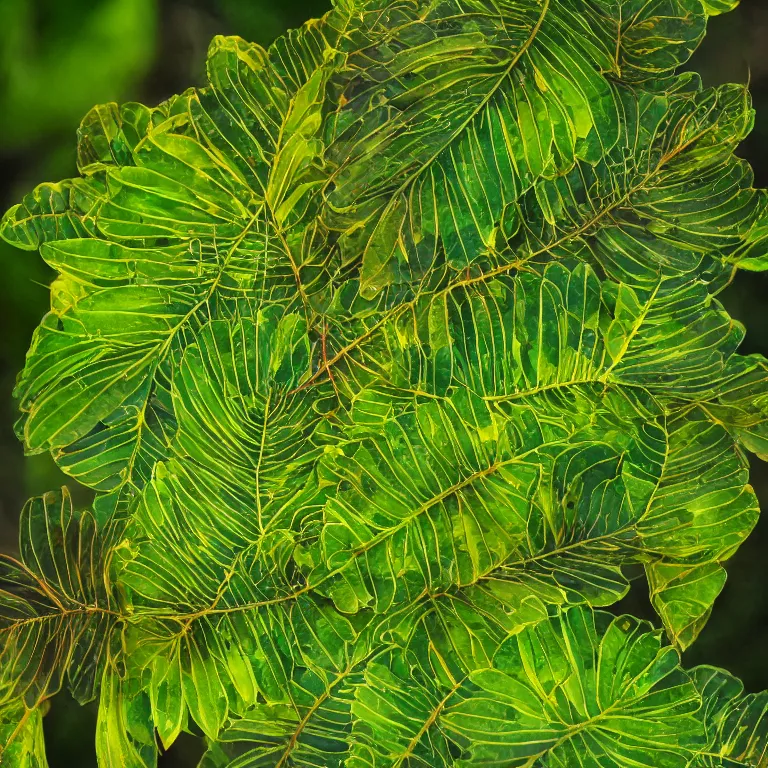 Prompt: a beautiful picture of actiniopteridaceae branch with fantastic leaves with detailed abaxial structure, fantasy art, high quality, 8 k resolution, colorful, shining