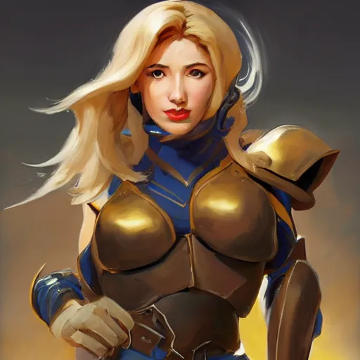 Image similar to greg manchess portrait painting of partially armored sallya from fire emblem as overwatch character, medium shot, asymmetrical, profile picture, organic painting, sunny day, matte painting, bold shapes, hard edges, street art, trending on artstation, by huang guangjian and gil elvgren and sachin teng