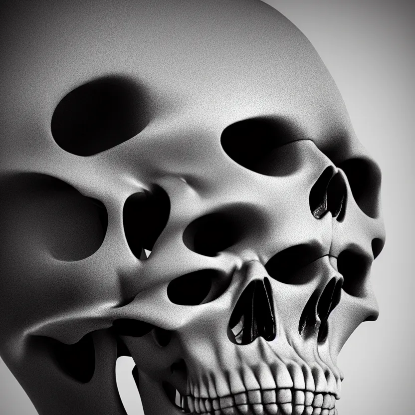 Image similar to black and white light 3D geometry, skull, matte bright highly detailed, poetic, 3D render, digital art, octane render, 8K artistic photography, photo-realistic, by Dora Maar