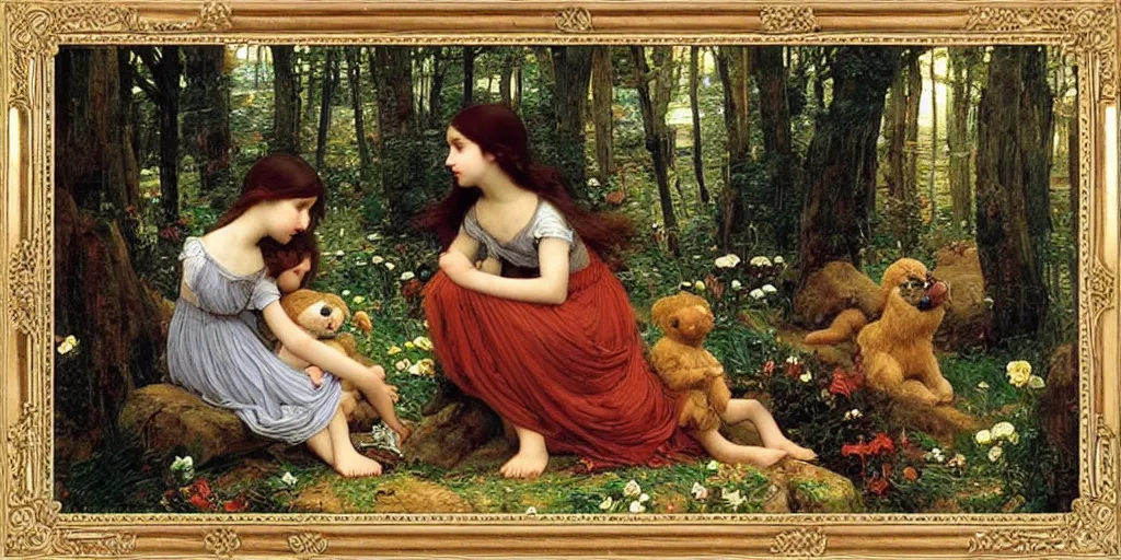 Image similar to 3 d precious moments plush animal, intricate, master painter and art style of john william waterhouse and caspar david friedrich and philipp otto runge