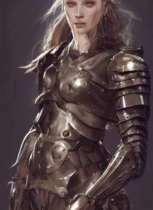 Prompt: a professional photographic portrait of a beautiful young female, clothed in battle armor, exposed waist, olive skin, long dark hair, beautiful bone structure, symmetrical facial features, intricate, elegant, digital painting, concept art, smooth, sharp focus, illustration, beautifully framed, from Metal Gear, by Ruan Jia and Mandy Jurgens and Artgerm and William-Adolphe Bouguerea