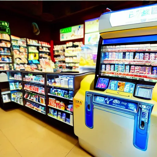 Image similar to fisheye photography irritable convenience store robo - cashier