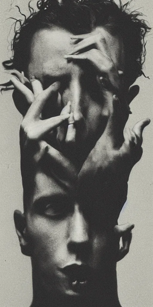 Image similar to a man slipping into madness in the style of jesse draxler.