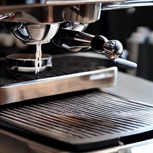 Prompt: a complex machine that pours coffee into your mouth when you wake up