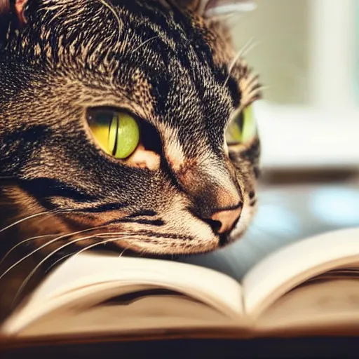 Prompt: a photo of a cat rabbit studying for an exam
