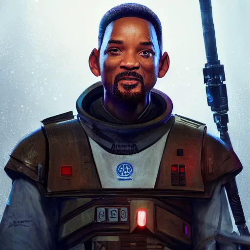 Image similar to will smith as a jedi, starwars, hyper detailed, digital art, trending in artstation, cinematic lighting, studio quality, smooth render, unreal engine 5 rendered, octane rendered