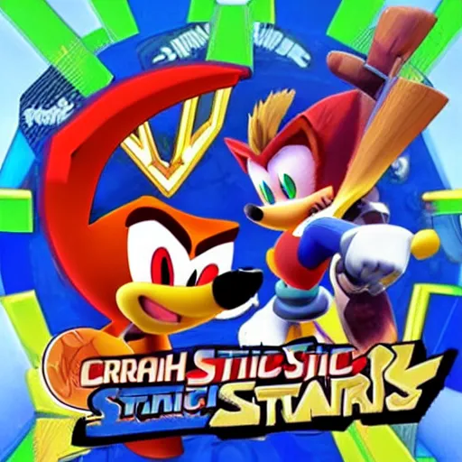 Image similar to crash bandicoot bros kirby super star ultra sonic the hedgehog gta style ratchet and clank