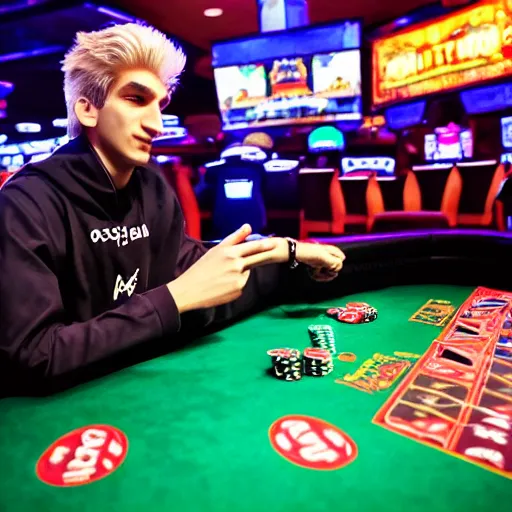 Image similar to xqc gambling away his life playing slots