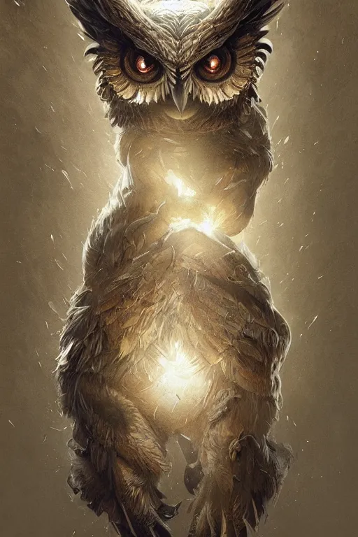 Image similar to owlbear , physically accurate, moody dynamic lighting, very very intricate, very very elegant, highly detailed, digital painting, artstation, HR GIGER, Hieronymus Bosch, Francis Bacon, concept art, smooth, very beautiful, sharp focus, illustration, art by artgerm and greg rutkowski and alphonse mucha