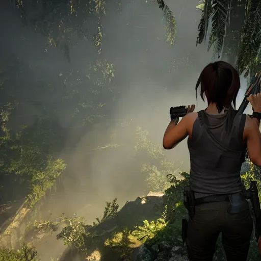 Image similar to alex jones in shadow of the tomb raider, video game screenshot