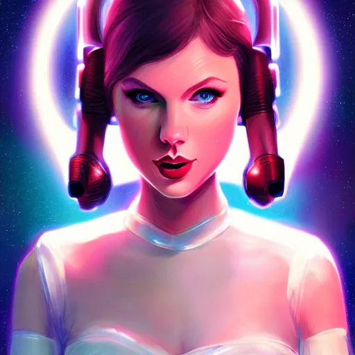 Image similar to portrait of Taylor Swift as Princess Leia in Star Wars, ambient lighting, 4k, anime key visual, lois van baarle, ilya kuvshinov, rossdraws, artstation