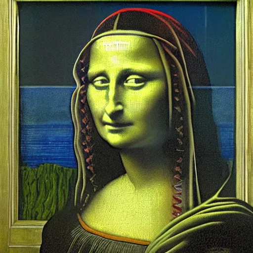 Image similar to beksinski, zdzisław - mona lisa in the style of zdzisław beksinski by zdzislaw beksinski