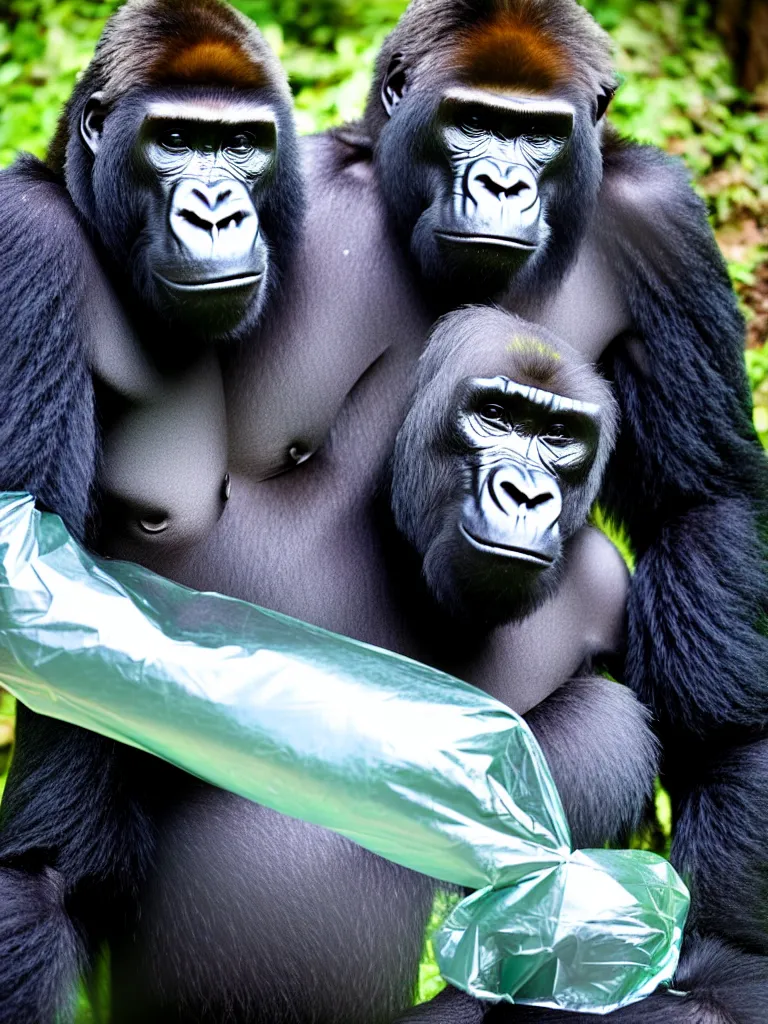 Image similar to photograph of vacuum sealed gorilla