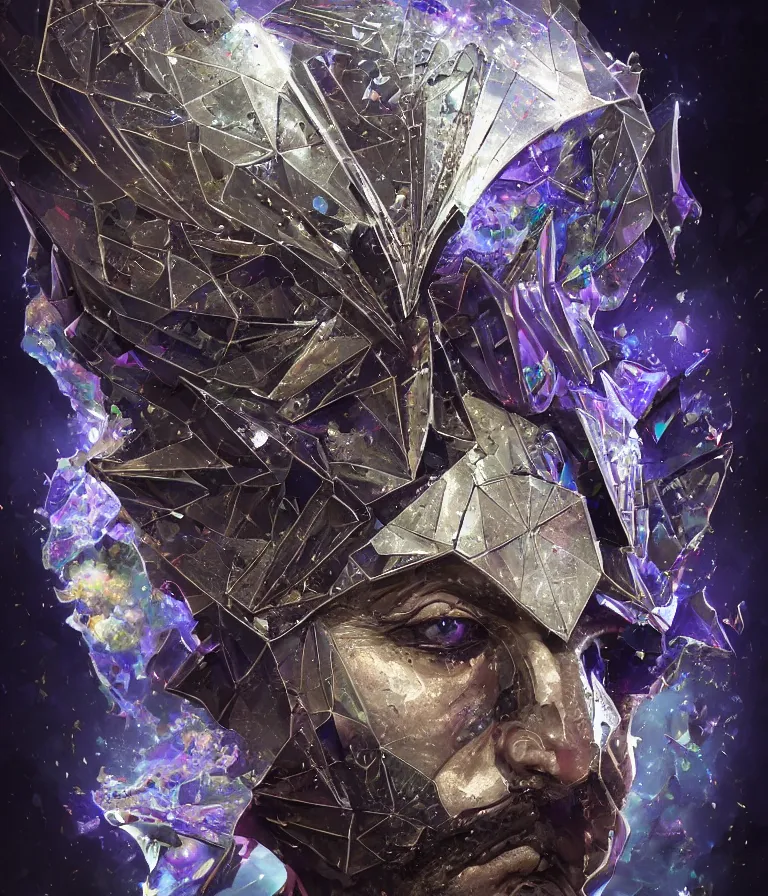 Image similar to front!!! shot of a court jester!!! character, mesmerizing fractal hypercubes, platinum cracked, dark holography!!!, future, metallic galactic, crystalline edges, polygonal, elegant, highly detailed, centered, (((artstation, concept art, jagged, sharp focus, artgerm, Tomasz Alen Kopera, Peter Mohrbacher, donato giancola, Joseph Christian Leyendecker, WLOP, Boris Vallejo))), ((raytracing)), mugshot!!!!!, ugly!!!!!!, octane render, nvidia raytracing demo, octane render, nvidia raytracing demo, octane render, nvidia raytracing demo, 8K, cinematic, masterpiece, fine portrait