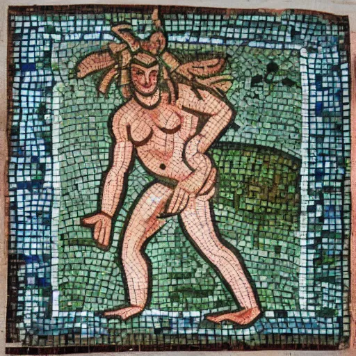 Prompt: ancient roman mosaic faun