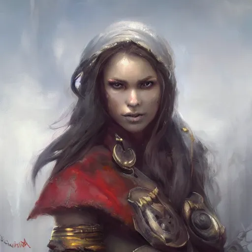 Image similar to a beautiful painting of a nord woman, by raymond swanland and jia ruan, featured on artstattion