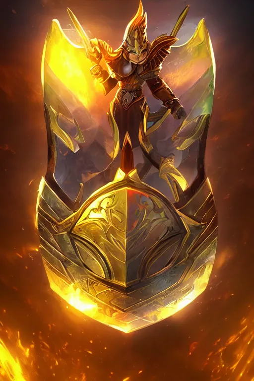 Image similar to shield fantasy epic legends game icon stylized digital illustration radiating a glowing aura global illumination ray tracing hdr fanart arstation by ian pesty and katarzyna da „ bek - chmiel