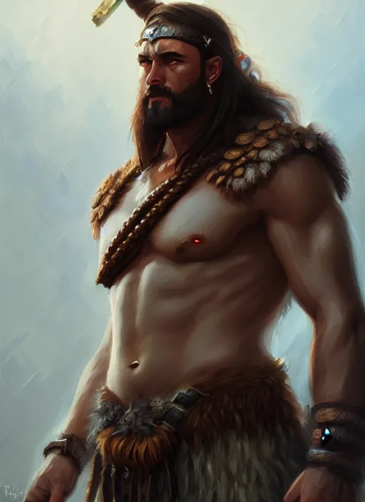 Image similar to a _ fantasy _ style _ portrait _ painting _ of barbarian oil _ painting _ unreal _ 5 _ daz. _ rpg _ portrait _ extremely _ detailed _ artgerm _ greg _ rutkowski _ greg