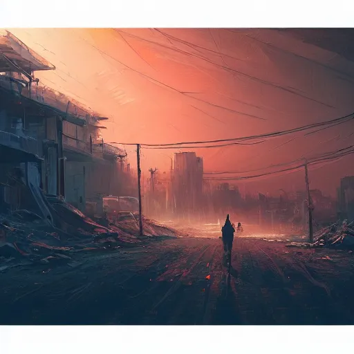 Image similar to post apocalyptic wasteland, smooth, dreary, oil painting, beautifully detailed, trending on artstation, by alena aenami