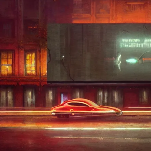 Image similar to detailed rendering of an elegant graceful yet lonely robot, electronic billboards, tech noir, wet reflections, atmospheric, ambient, livia prima, greg rutkowski, edward hopper, pj crook