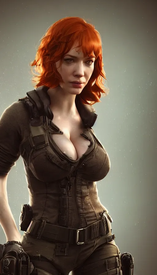 Prompt: Christina Hendricks, perfectly-centered-photograph of Christina Hendricks, sweaty, dynamic action pose, insane detail, intricate, highly detailed, Zeiss Lens, DSLR photography, artstation, realism, smooth, sharp focus, Unreal Engine 5, Octane Render, Redshift, 8K