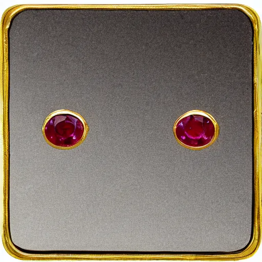 Prompt: 4 4 tiny rubies embedded in an engraved 1 8 k gold plate macro photo deviant realistic