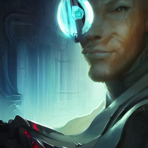 Image similar to portrait of a handsome cybernetic male, cyberpunk concept art by pete mohrbacher and artgerm and wlop and greg rutkowski and deathburger, digital art, highly detailed, intricate, sci-fi, sharp focus, Trending on Artstation HQ, deviantart, unreal engine 5, 4K UHD image