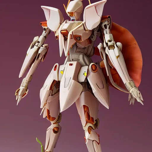 Prompt: futuristic nymphaea mech waterlily upper body, sepals forming helmet, floral details, nymphaea, 8 k hd resolution, barbatos gundam with floral inlay, bandai box art, star wars, makoto kobayashi, frank gehry, raymond swanland