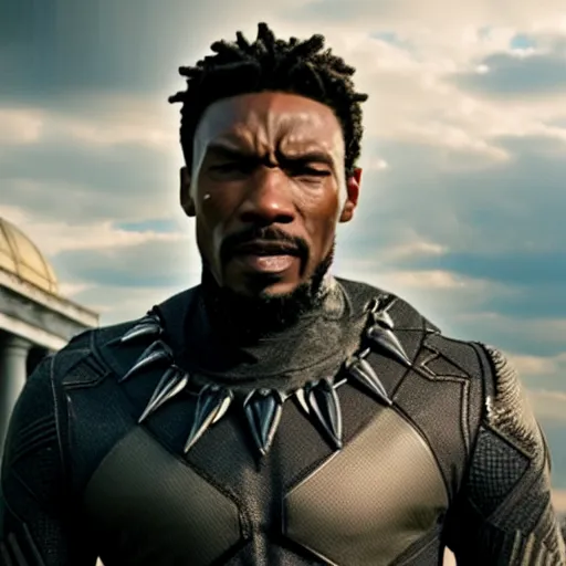 Image similar to film still of Charlie Murphy as Killmonger in Black Panther movie