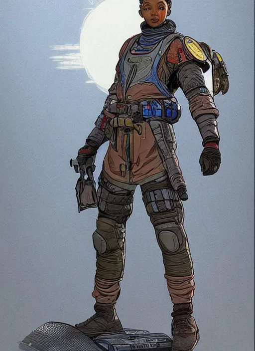 Image similar to apex legends ash. concept art by james gurney and mœbius.