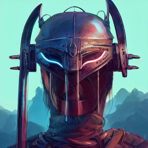 Image similar to cyberpunk viking helmet mask warrior goddess robot ninja fantasy, art gta 5 cover, official fanart behance hd artstation by jesper ejsing, by rhads, makoto shinkai and lois van baarle, ilya kuvshinov, ossdraws