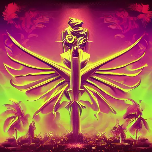 Prompt: fleur - de - lis, retrowave epic art, trending on art station