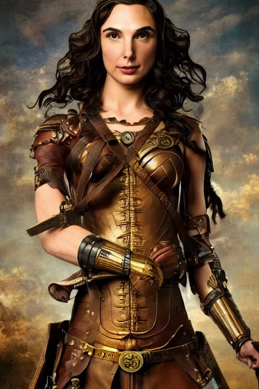 Prompt: highly detailed steampunk gal gadot, leonardo da vinci