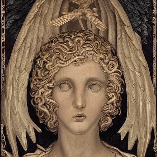 Image similar to actual depiction of angels unreal 8k + greco-roman art, Extremely detailed and intricate art + occult propaganda + dread, fear + symmetry