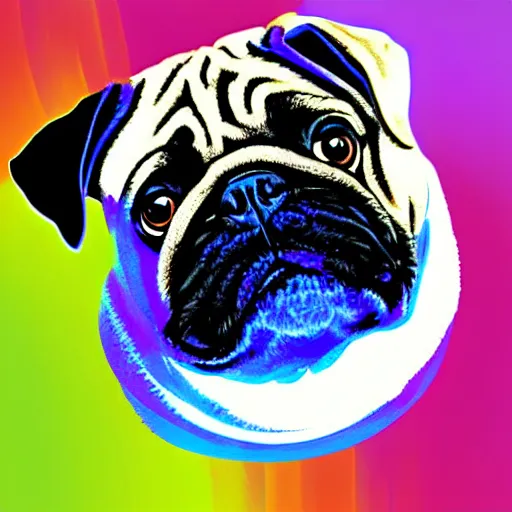 Prompt: digital illustration of a pug in an abstract style