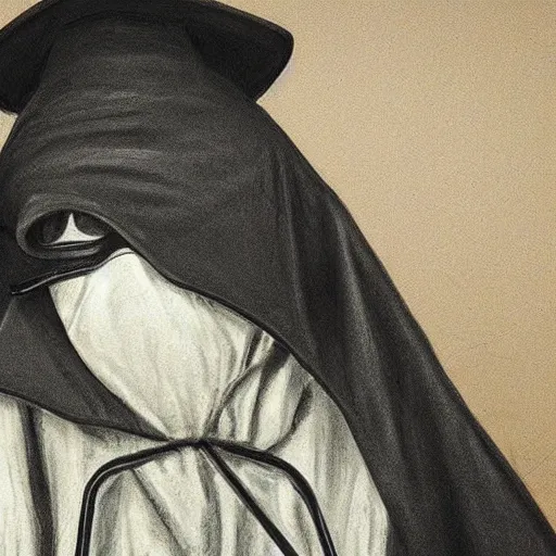 Prompt: a plague doctor wearing a black mask, mysterious picture, close up, extremely detailed, ultra realistic mask,