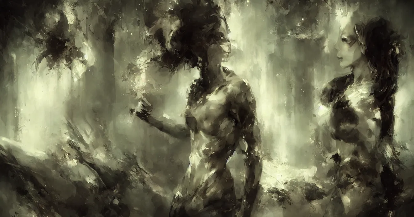 Image similar to self consciousness, in the silent world behind the mirrors, absolute peace and quiet ground, still moment, digital art, by raymond swanland