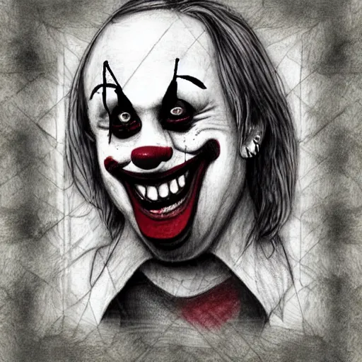 Prompt: grunge drawing by mrrevenge of a clown