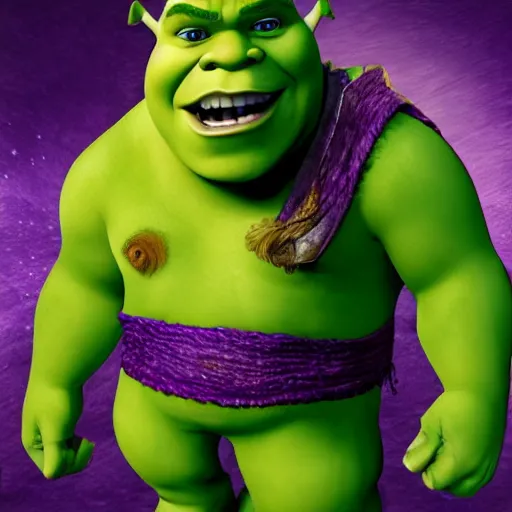 Prompt: Shrek dressed up as Thanos