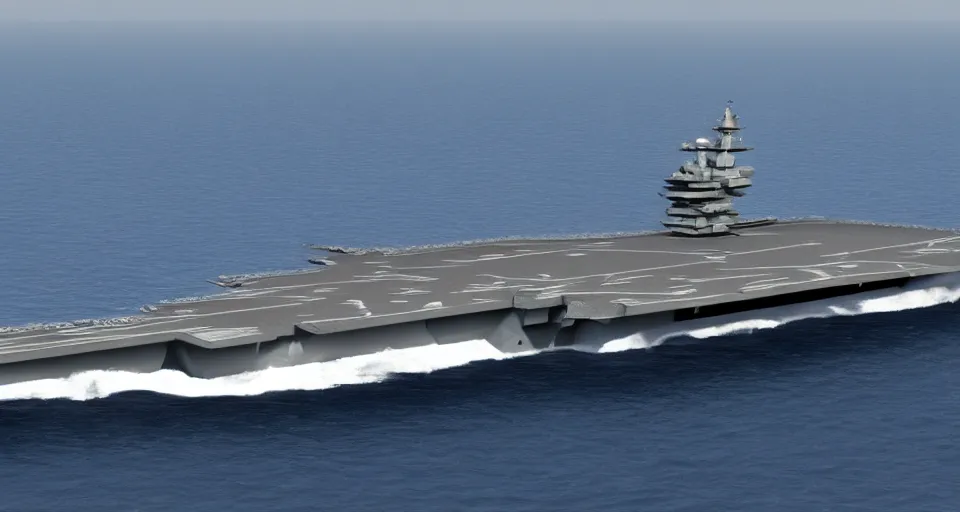 Image similar to an elaborate stealth aircraft carrier design